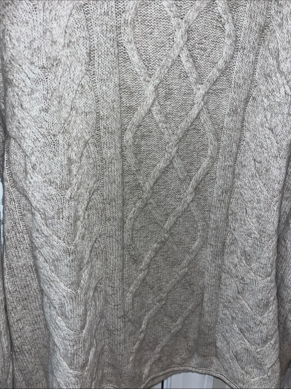 Banana Republic Fisherman Cable Knit LS Hig Collar Sweater Wool Blend L Mens